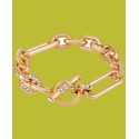 Gold-Tone Pavé Chain Link Toggle Bracelet