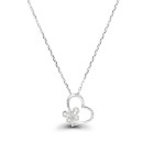 Cubic Zirconia Butterfly and Heart Necklace (1/20 ct. t.w.) in Sterling Silver