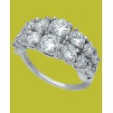 Cubic Zirconia 2 Row Round Prong Set Stones Ring in Silver Plate