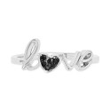 Black Spinel Love Ring (1/20 ct. t.w.) in Sterling Silver & Black Rhodium-Plate
