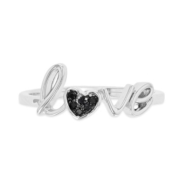 Black Spinel Love Ring (1/20 ct. t.w.) in Sterling Silver & Black Rhodium-Plate