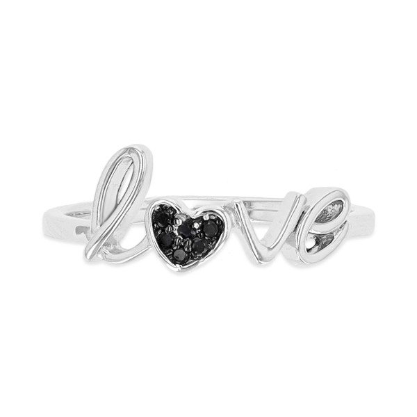 Black Spinel Love Ring (1/20 ct. t.w.) in Sterling Silver & Black Rhodium-Plate
