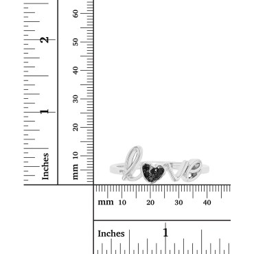 Black Spinel Love Ring (1/20 ct. t.w.) in Sterling Silver & Black Rhodium-Plate