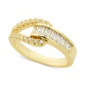 Gold-Tone Pavé & Baguette Crystal Ring