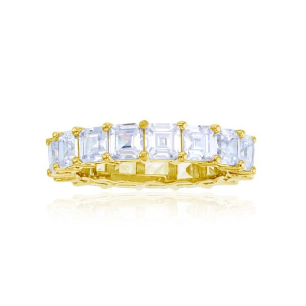 Cubic Zirconia Eternity Band in 14k Gold-Plated Sterling Silver