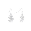 Crystal (0.16 ct.t.w) Filigree Tear Drop Earrings in Sterling Silver
