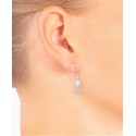 Crystal (0.16 ct.t.w) Filigree Tear Drop Earrings in Sterling Silver