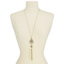 Gold-Tone Crystal & Chain Tassel Pendant Necklace, 28