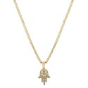 Cubic Zirconia 14K Gold Flash Plated Pendant Necklace