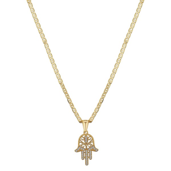 Cubic Zirconia 14K Gold Flash Plated Pendant Necklace