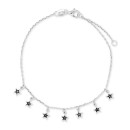 Black Spinel Star Dangle Chain Bracelet (1/10 ct. t.w.) in Sterling Silver