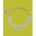 Gold-Tone Crystal White Flower Slider Bracelet