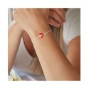 Cubic Zirconia Enamel Lady Bug Adjustable Bolo Bracelet in Sterling Silver (Also in 14k Gold Over Silver)