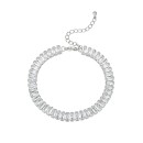 Cubic Zirconia Baguette Link Bracelet in Fine Silver Plated