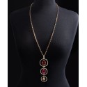 Gold-Tone Multi Stone Orbital Long Pendant Necklace, 30