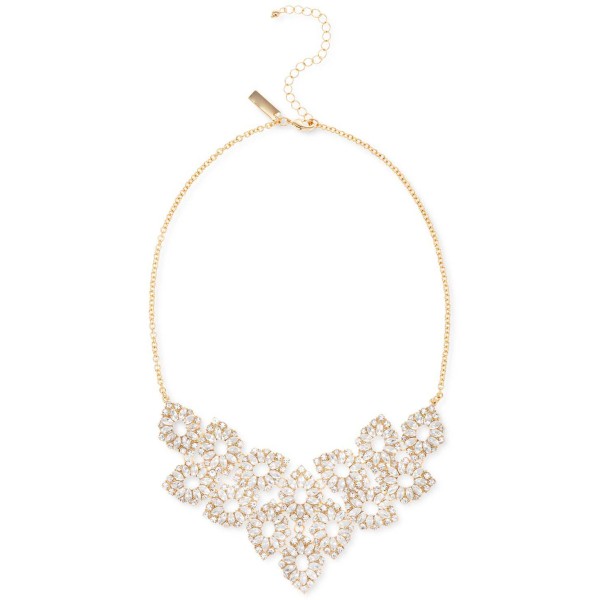 Gold-Tone Crystal Empress Flower Statement Necklace, 17