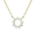 Cubic Zirconia Pear Circle Pendant Necklace, 16